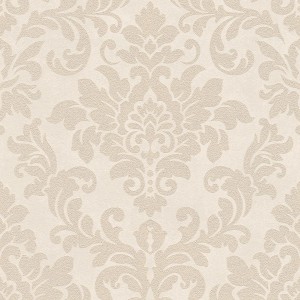 Barock Tapete in Beige/Creme mit Glitzer-Effekt. Dekorative Vliestapete für Wohnräume.