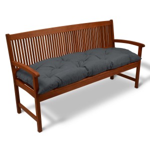 Beautissu Flair BK Bankpolster 180x50 Graphitgrau auf Gartenbank.