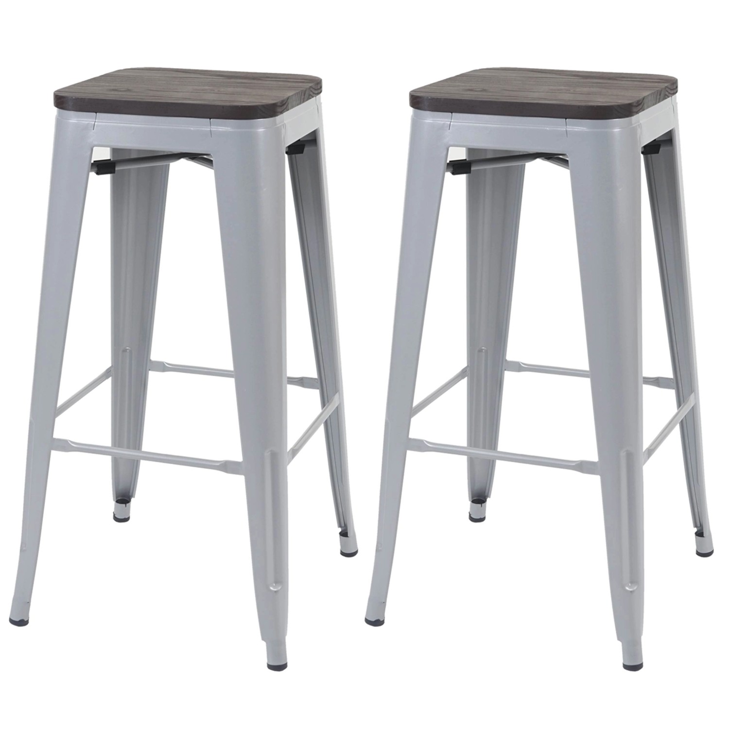 PROREGAL 2er-Set Barhocker Inkl. Holz-Sitzfläche Sitzhöhe 76cm Metall Indus günstig online kaufen