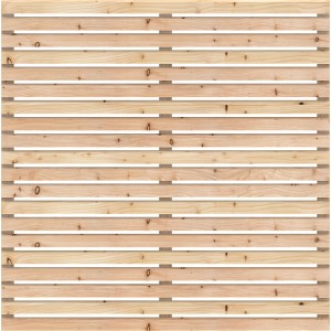 Osmo Sichtblende Rhombus A, 179x179 cm, Lärche, naturbelassen, mit horizontalen Profilen und Durchblick.