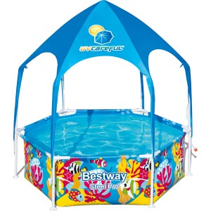 Bestway Steel Pro UV Careful Aufstellpool Ø 183 cm mit Sonnenschutzdach und Wassersprinkler.