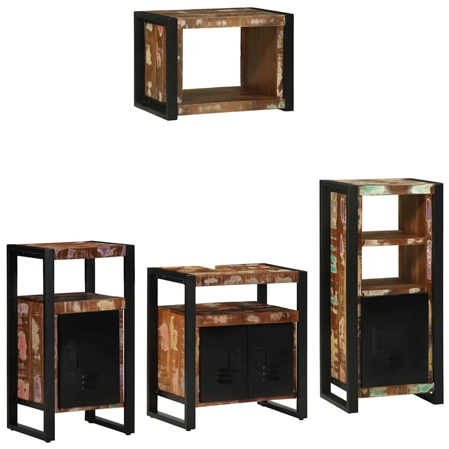 vidaXL Badezimmermöbel-Set mit Regal 4-Tlg Braun Massivholz Mango 3305675 günstig online kaufen