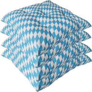 4er Set NYVI Stuhlkissen Bayrischblau, 38x38 cm, Gartenstuhlauflagen mit Rautenmuster.
