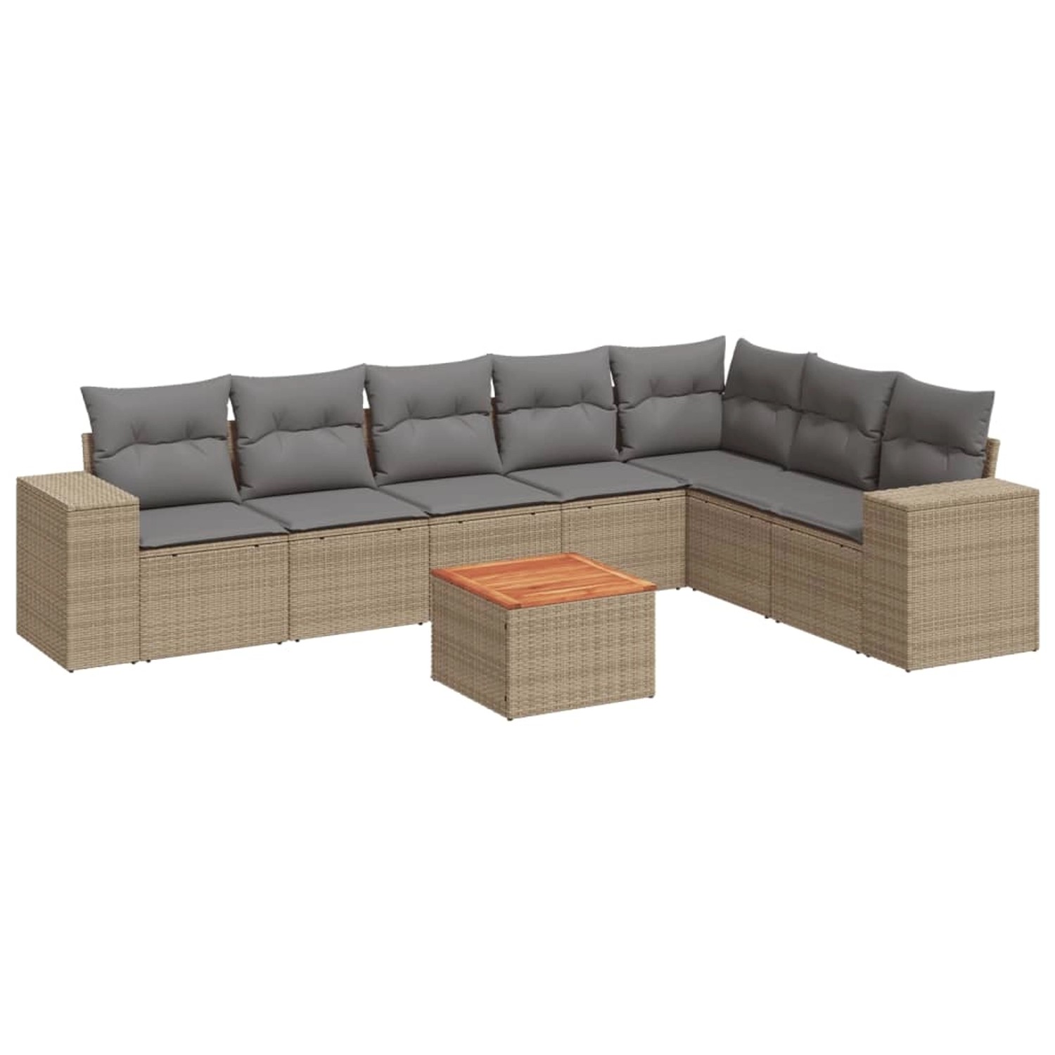 vidaXL 8-Tlg Garten-Sofagarnitur mit Kissen Beige Poly Rattan 3257809 günstig online kaufen