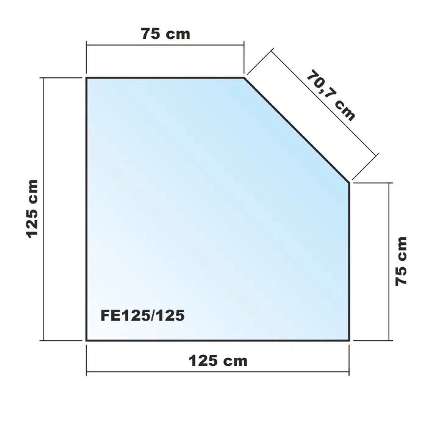 ECOfoxx Funkenschutzplatte, fünfeckig, 125x125 cm, aus Glas für Kamin & Ofen.