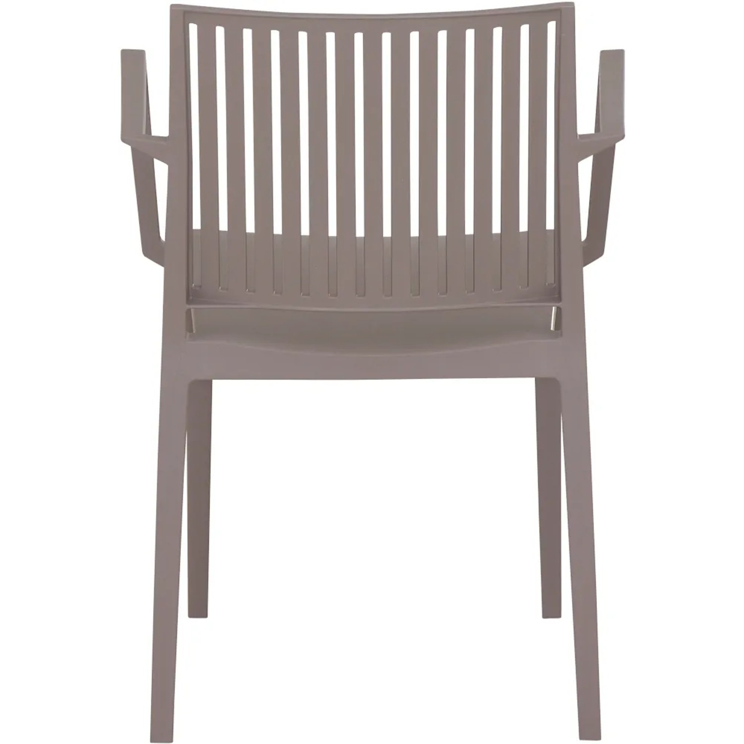 Stapelbarer Gartenstuhl Lane von Siena Garden in Taupe, Kunststoff mit Armlehnen.