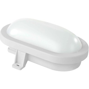 Weiße REV LED-Ovalleuchte mit Sensor für Keller und Außenbereiche.