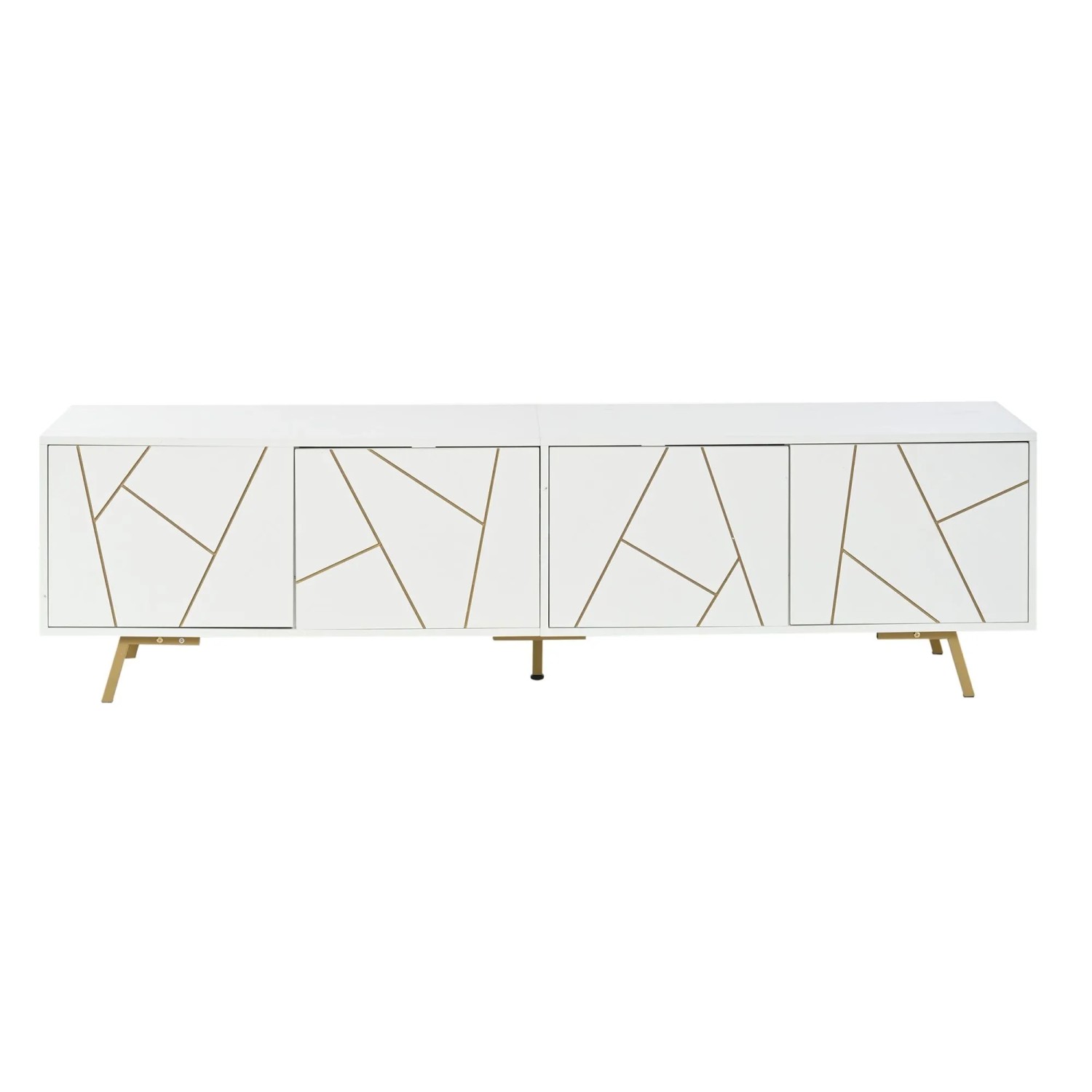 okwish TV Schrank mit Metallbeinen Lowboard 85 Zoll Wohnzimmer 190x40x51cm Weiß