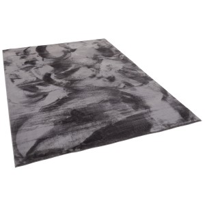Anthrazitfarbener Fellteppich Pergamon Luxus Super Soft, 120x170cm, Kurzflorteppich mit abstraktem Muster.