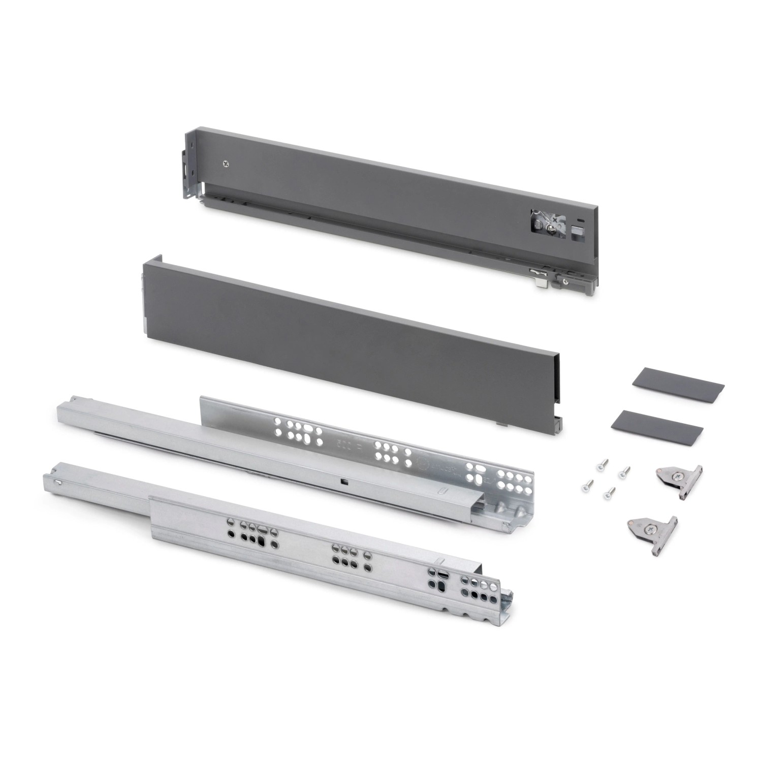 Emuca Aussenschublade Vertex mit 3D-Regelung Höhe 83 mm 40 kg Tiefe 500 mm Stahl Anthrazitgrau