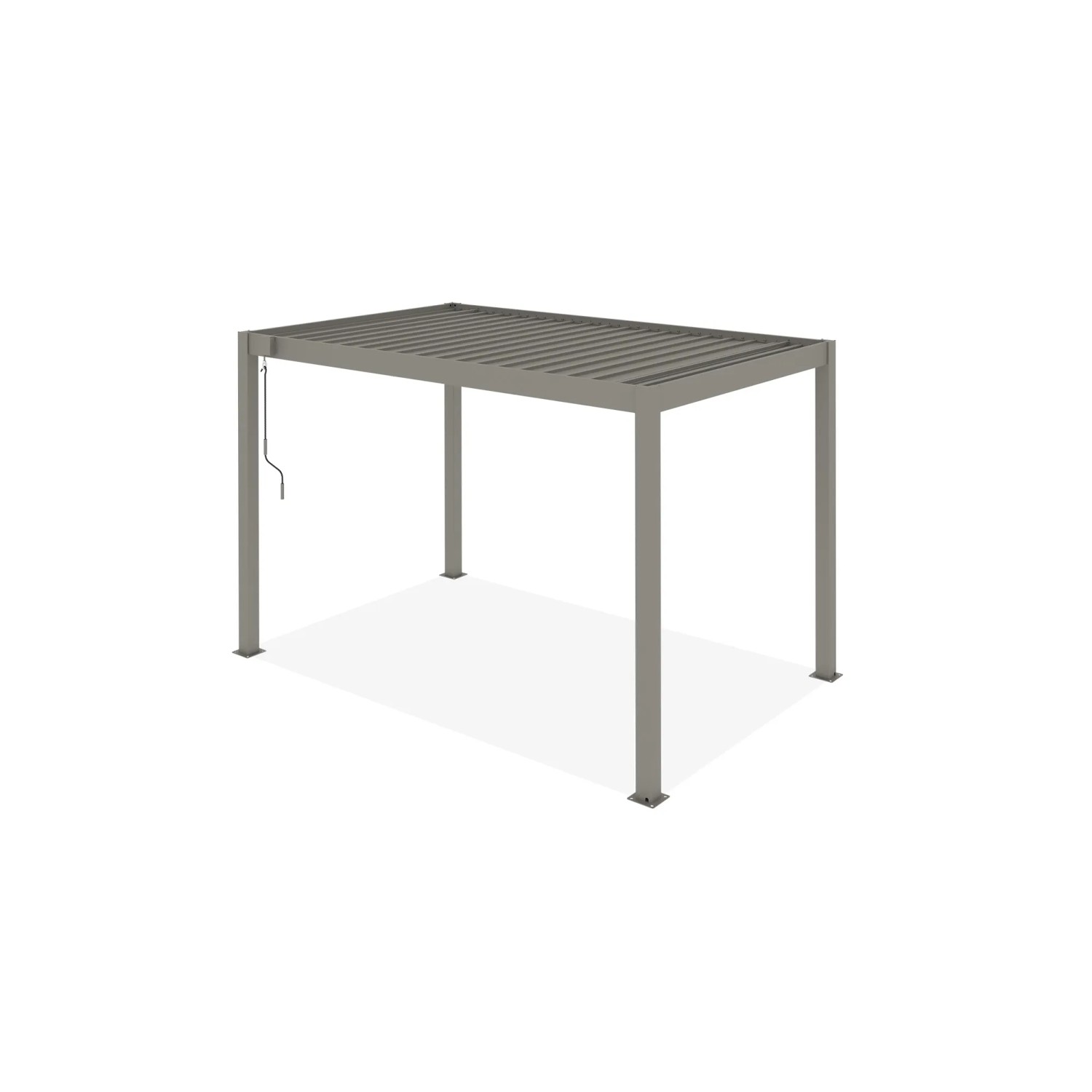 Freistehende, taupefarbene Cazeboo Piana Bioklimatische Pergola 3x2m aus Aluminium.
