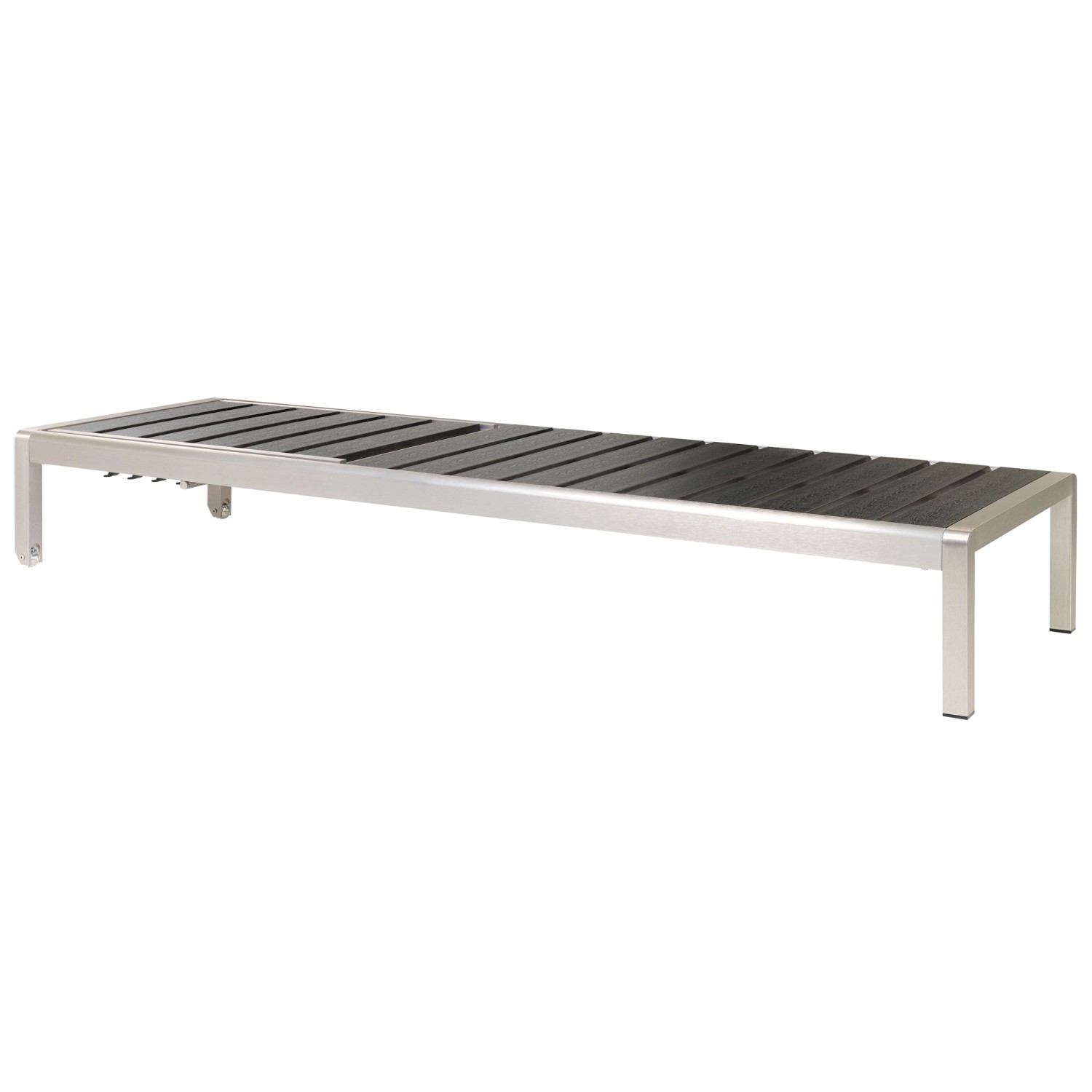 Beliani Gartenliege, schwarz/silber, mit verstellbarer Rückenlehne. Ideal für Garten & Terrasse.