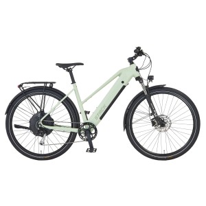 Prophete E-Bike ATB Stack 2.9 Damen, 29 Zoll, Salbeigrün matt. E-Bike mit Gepäckträger und Federgabel.