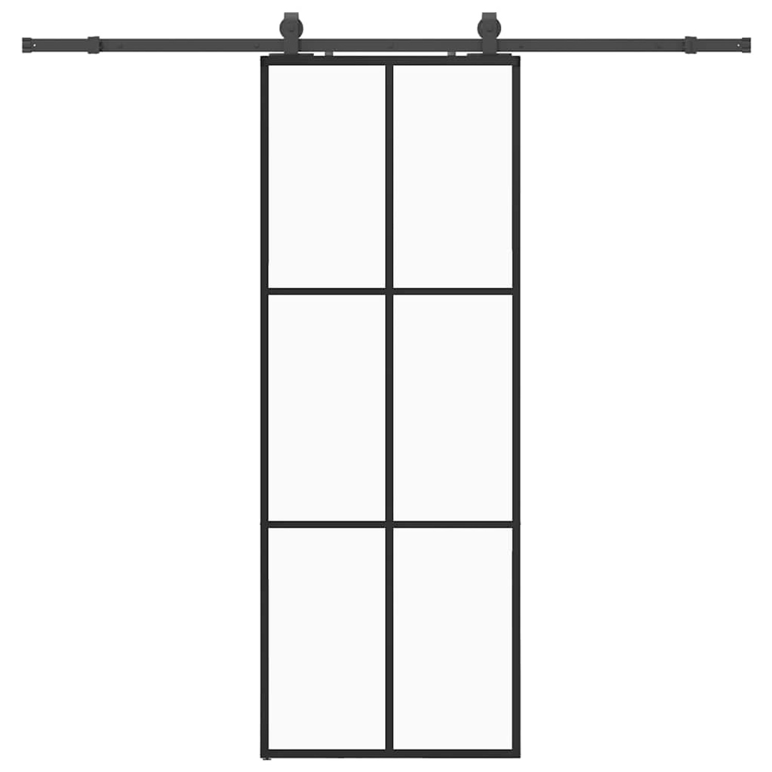vidaXL Schiebetür mit Beschlag Schwarz 76x205 cm ESG-Glas 3375924