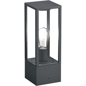 Anthrazitfarbene Trio Außenwegeleuchte Garonne mit klarem Glas und E27 Fassung.