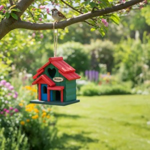 Relaxdays Vogelhaus Kiefernholz Mehrfarbig Wetterfest 23 cm x 18 cm x 13 cm