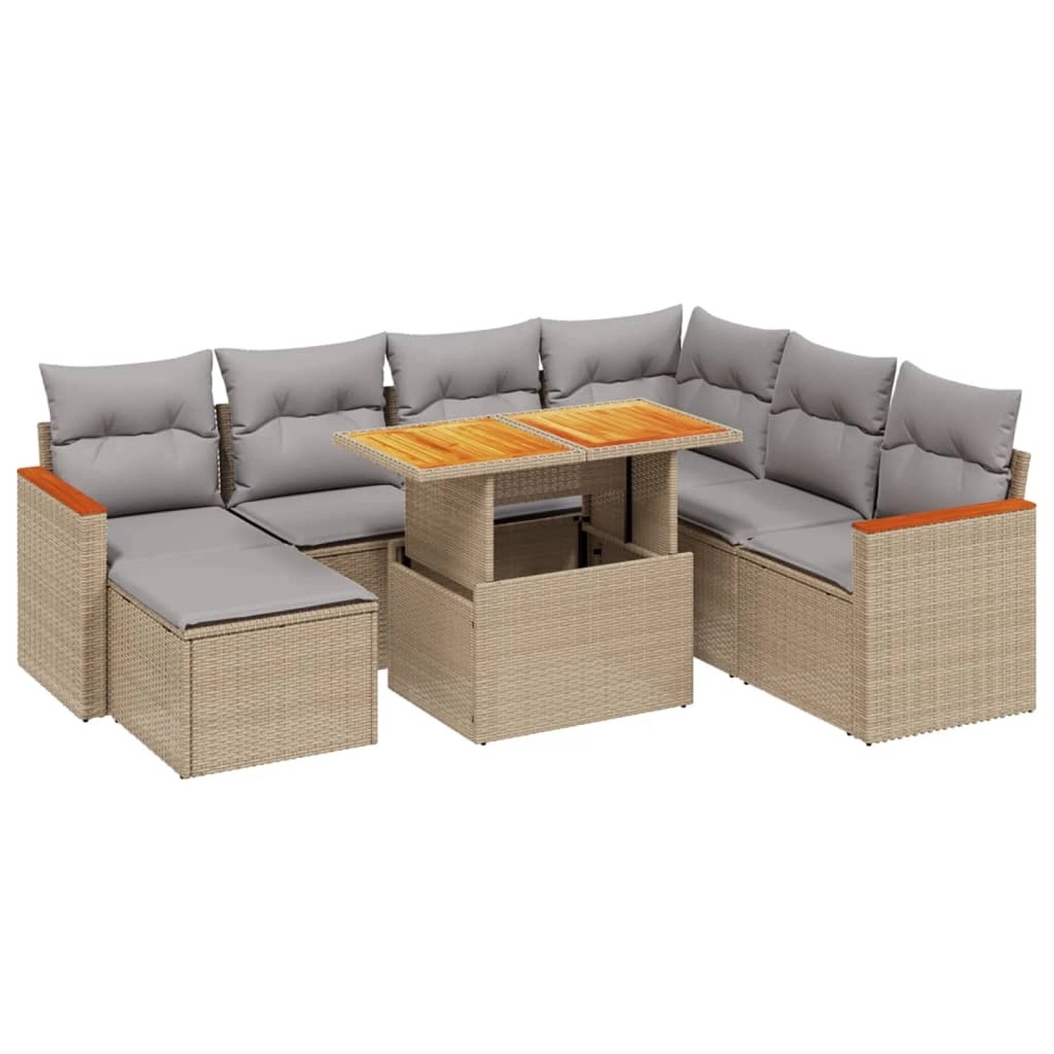 vidaXL 8-tlg Garten-Sofagarnitur mit Kissen Beige Poly Rattan Modell 316 günstig online kaufen