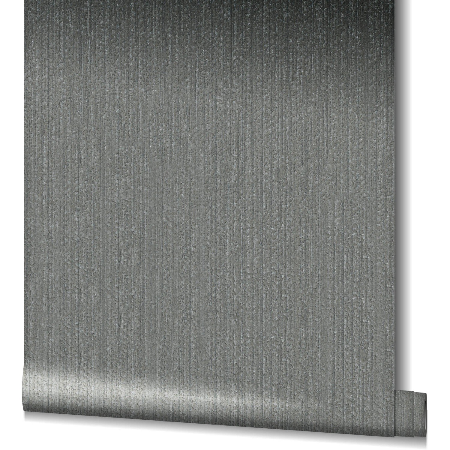 Rolle Schöner Wohnen Vliestapete 2 Struktur in Anthrazit mit feiner, vertikaler Streifenstruktur.