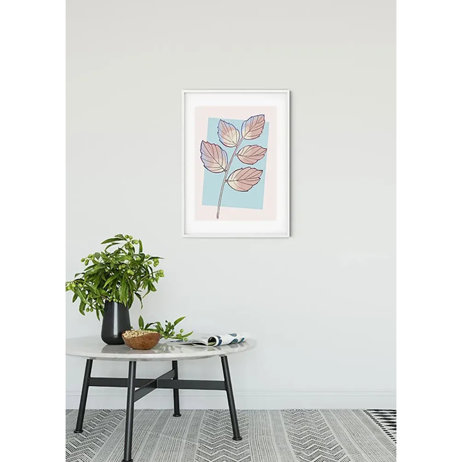 Komar Wandbild Cinderella Plant, 40x50 cm, mit stilisierter Blätter-Illustration.