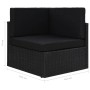 Schwarzes vidaXL Gartenmöbel Lounge-Set aus Poly Rattan, Eckteil mit Polster.