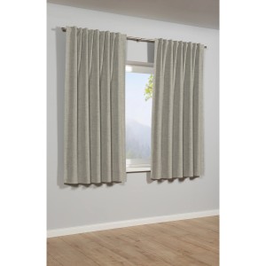 Blickdichter Bennetti Schal in Natur mit Gardinenband, 140x175 cm, vor Fenster.