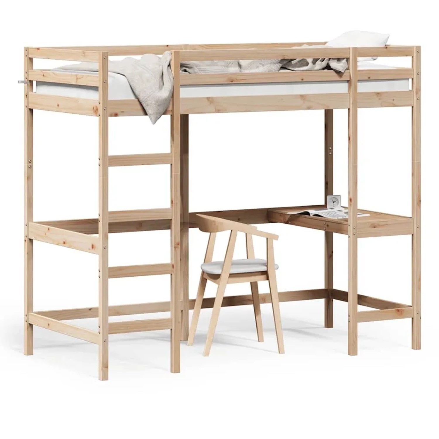 vidaXL Hochbett mit Schreibtisch 90x190 cm Massivholz Kiefer 842858_3