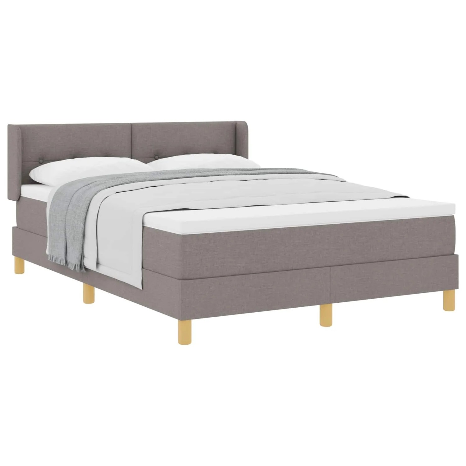 vidaXL Boxspringbett mit Matratze Taupe 200 x 140 cm Polyester 3341297