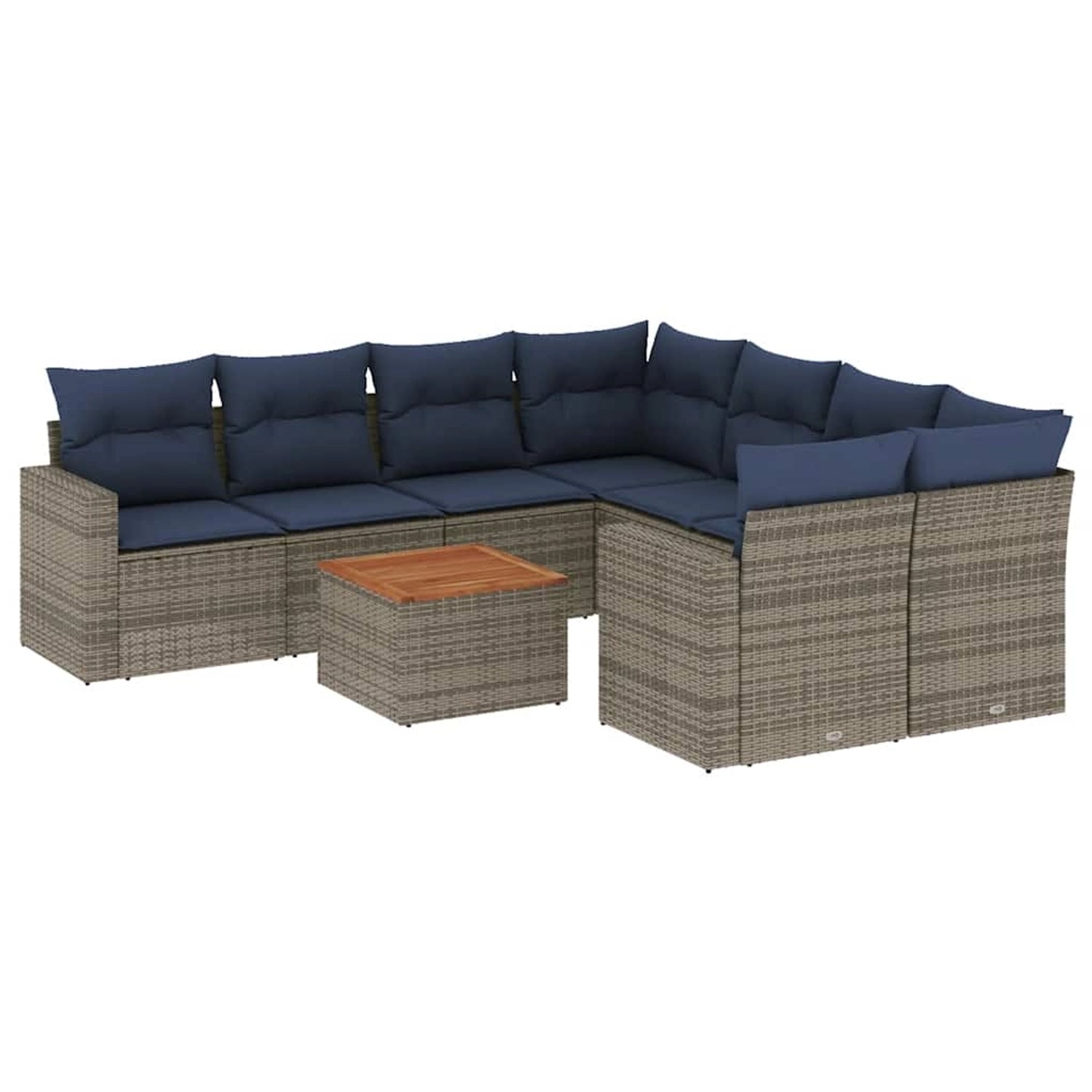 vidaXL 9-Tlg Garten-Sofagarnitur mit Kissen Grau Poly Rattan 3256383 günstig online kaufen