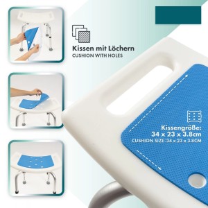 KARAT Duschhocker Noah - Höhenverstellbarer Duschstuhl Badhocker - Belastbar bis 150 kg - Rutschfest & Stabil - Gummifüße