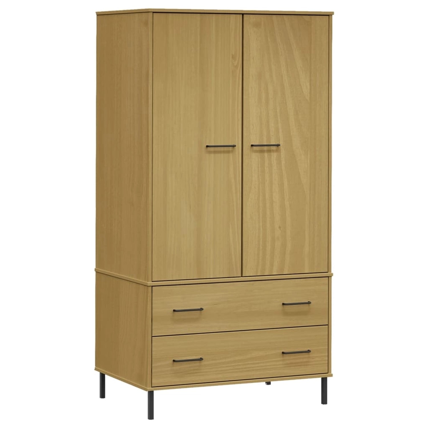 vidaXL Kleiderschrank OSLO Metallbeinen Braun 90x55x172,5cm Massivholz günstig online kaufen