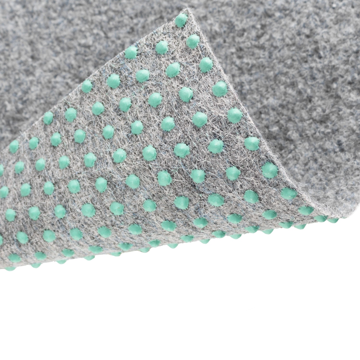 Grauer Primaflor Rasenteppich Green mit Noppen für Balkon und Terrasse.