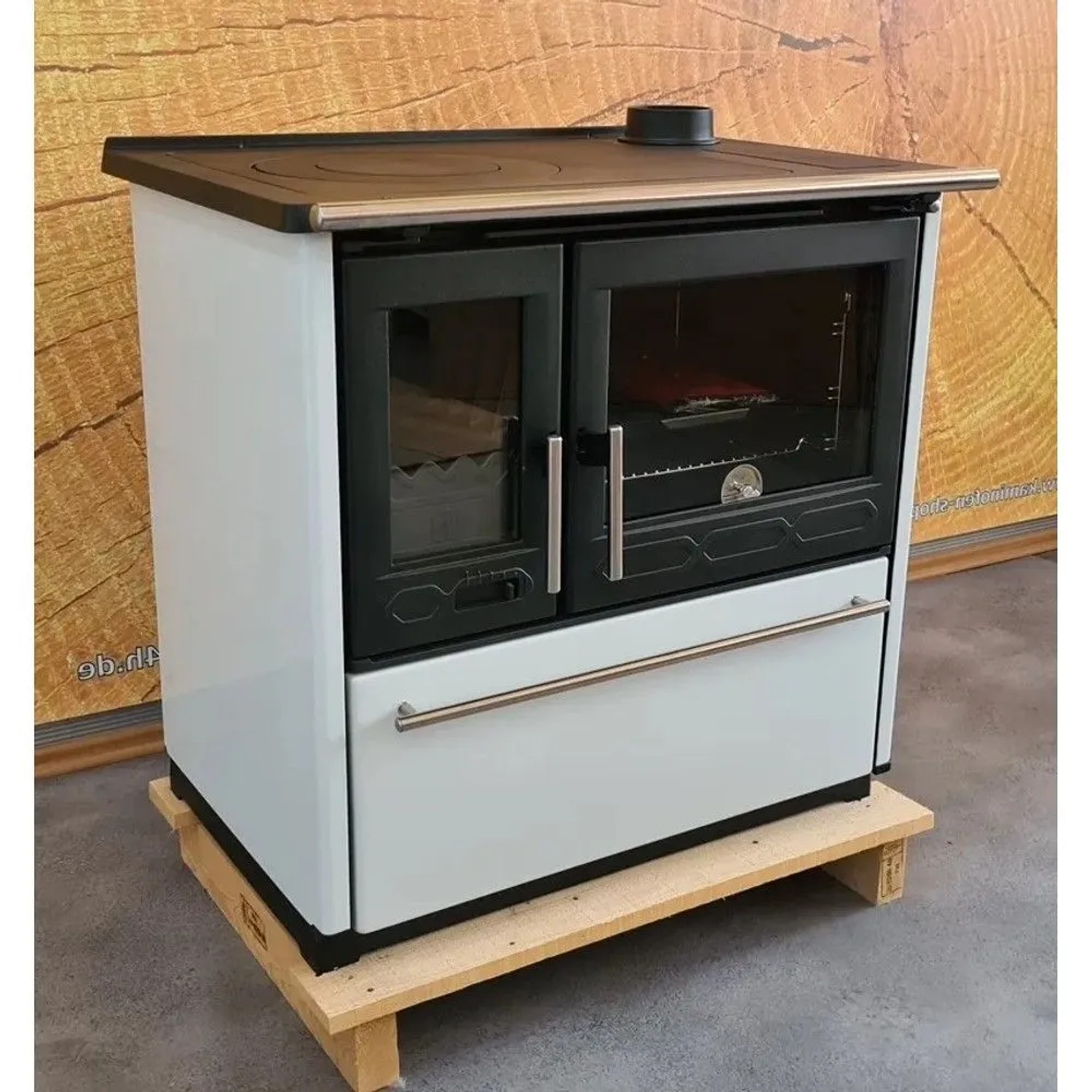 Plamen Küchenofen Holzherd 850 Glas Weiß Rechte Version und 8 kW_2