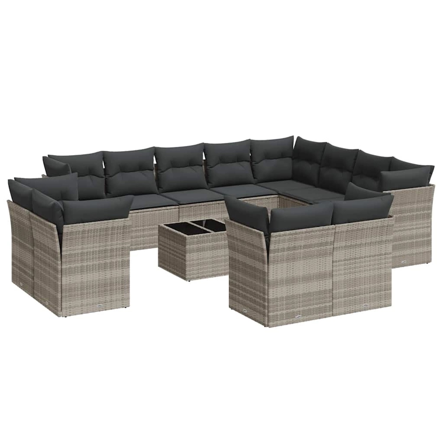 vidaXL 13-Tlg Garten-Sofagarnitur mit Kissen Hellgrau Poly Rattan 3250381 günstig online kaufen