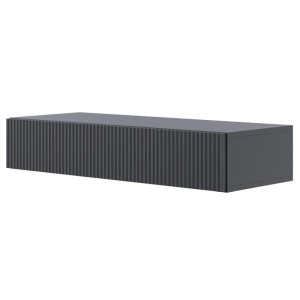 Schwarze Selsey Veldio Wand-Konsole 90 cm mit moderner Lamellenfront und integrierter Schublade.