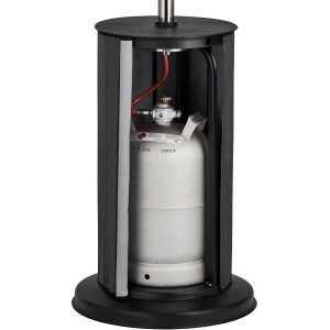 Enders Terrassenheizer Fancy: Detailansicht mit Gasflasche im Gehäuse.