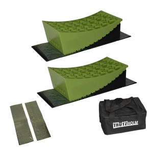 TRUTZHOLM Ausgleichsrampen-Set (2 Stück) mit Unterlegmatten und Tragetasche für Autoanhänger.