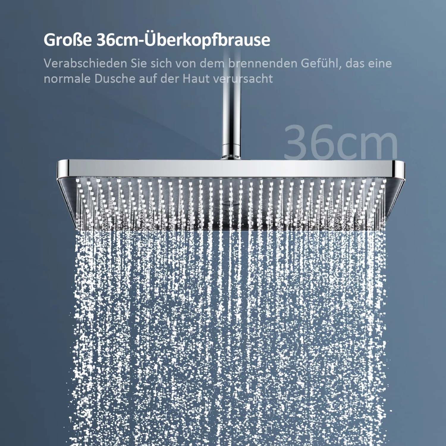 EMKE Duschsystem Mit Thermostat – Regendusche, Handbrause Mit 3 Strahlarten, Verchromt, Höhenverstellbar