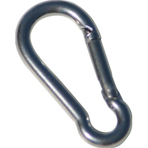 Karabinerhaken aus Edelstahl A4, Ø 4 mm, für Sonnensegelbefestigung.