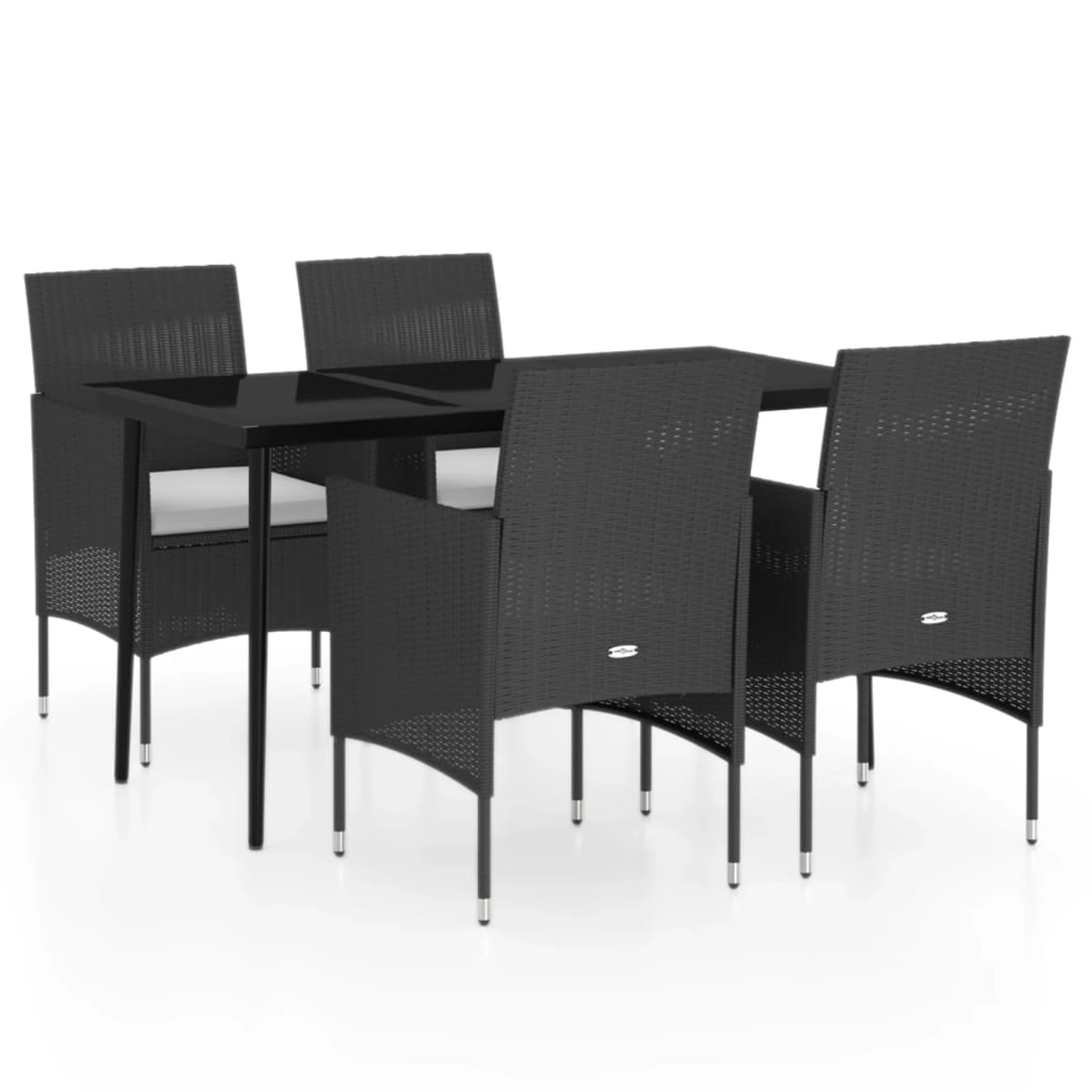 vidaXL 5-Tlg Garten-Essgruppe mit Kissen Schwarz 3099307
