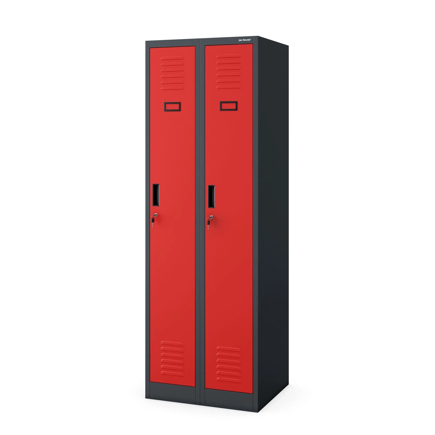 JAN NOWAK Zweifach-Personalschrank Anthrazit und Rot KACPER II 180x60x50 cm