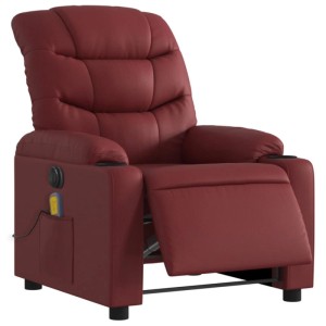 vidaXL Massagesessel Elektrisch Weinrot Kunstleder 3206596