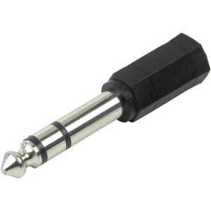 Schwaiger Kopfhöreradapter Stereo, schwarz, zum Verbinden von Audio-Geräten mit unterschiedlichen Anschlussgrößen.