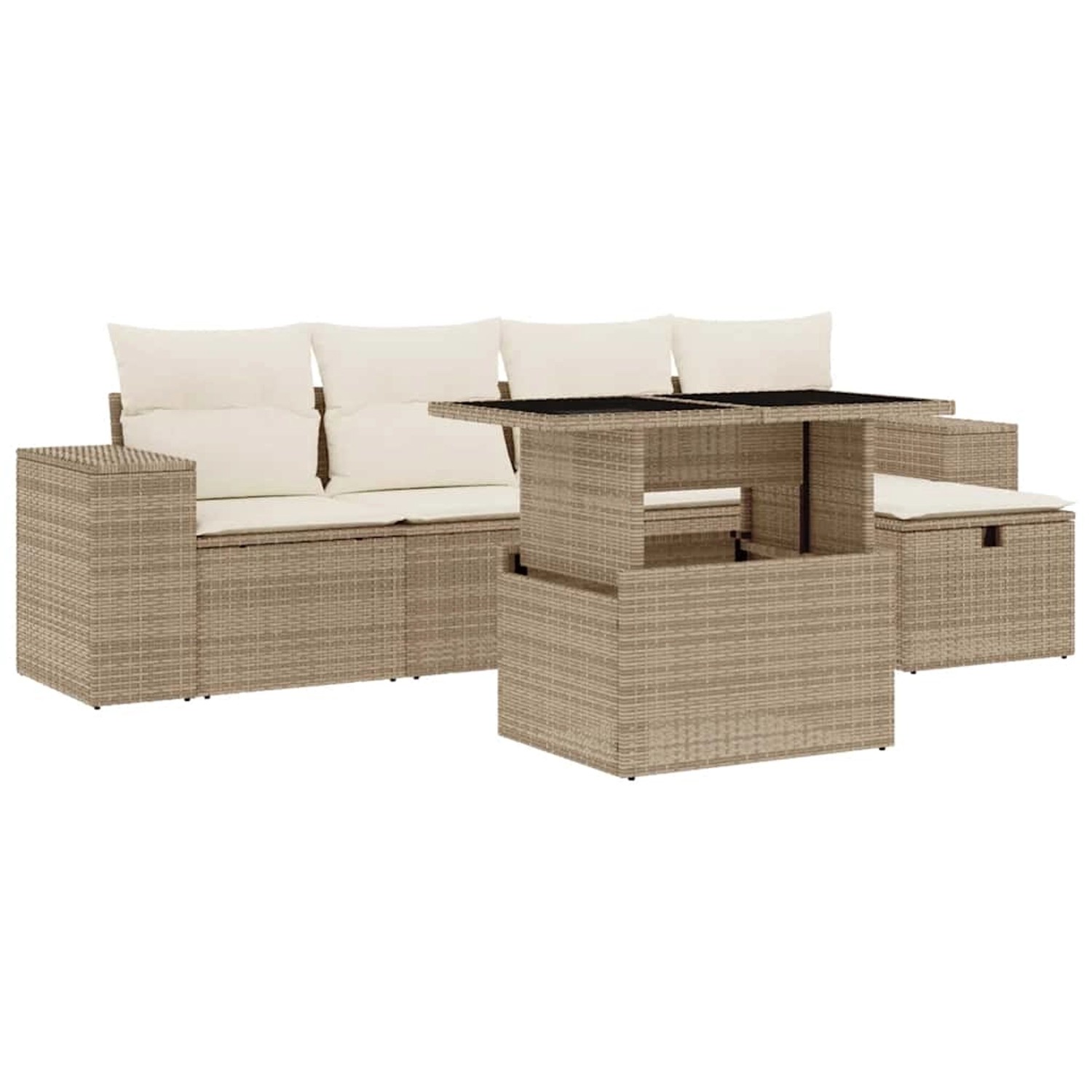 vidaXL 6-Tlg Garten-Sofagarnitur mit Kissen Beige Poly Rattan 3275288 günstig online kaufen