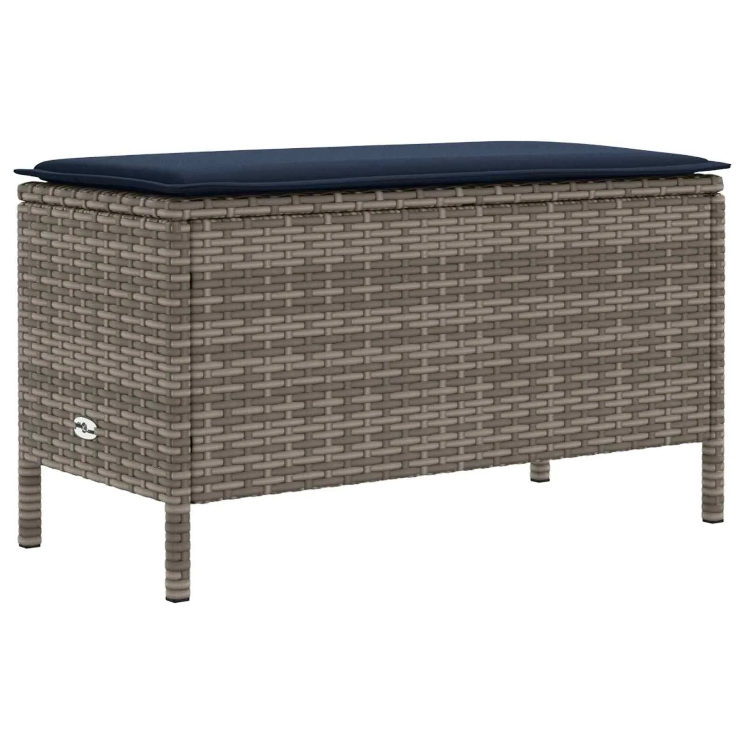 vidaXL Garten-Fußhocker Grau und Marineblau 80 x 38 x 42 cm PE-Rattan 42025402