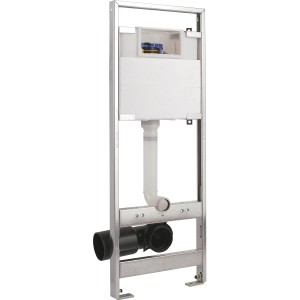 Eckvorwandelement für Wand-WC mit Spülkasten und Stahlkonstruktion.