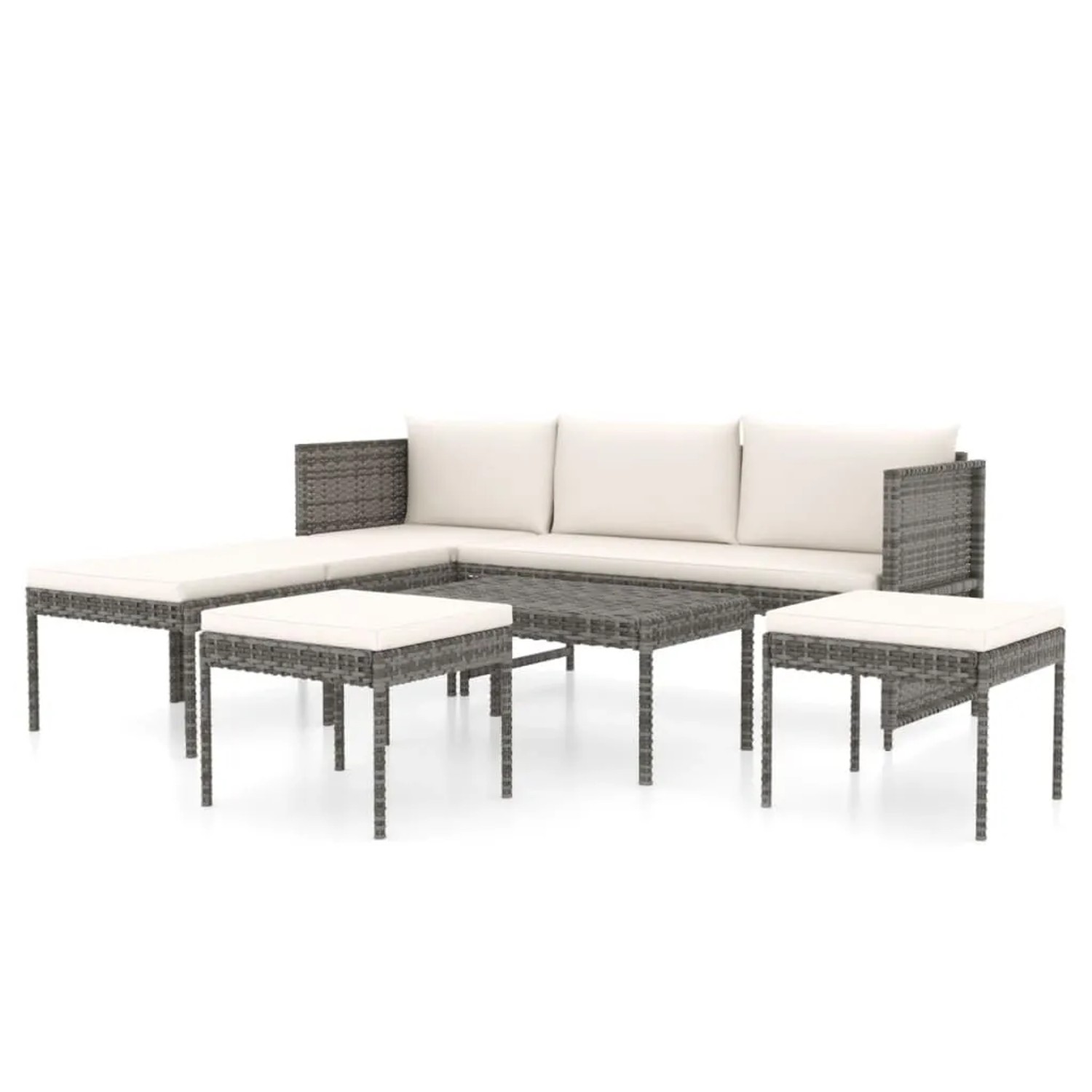 Furnicato 6-tlg Garten-lounge-set Mit Kissen Poly Rattan Grau