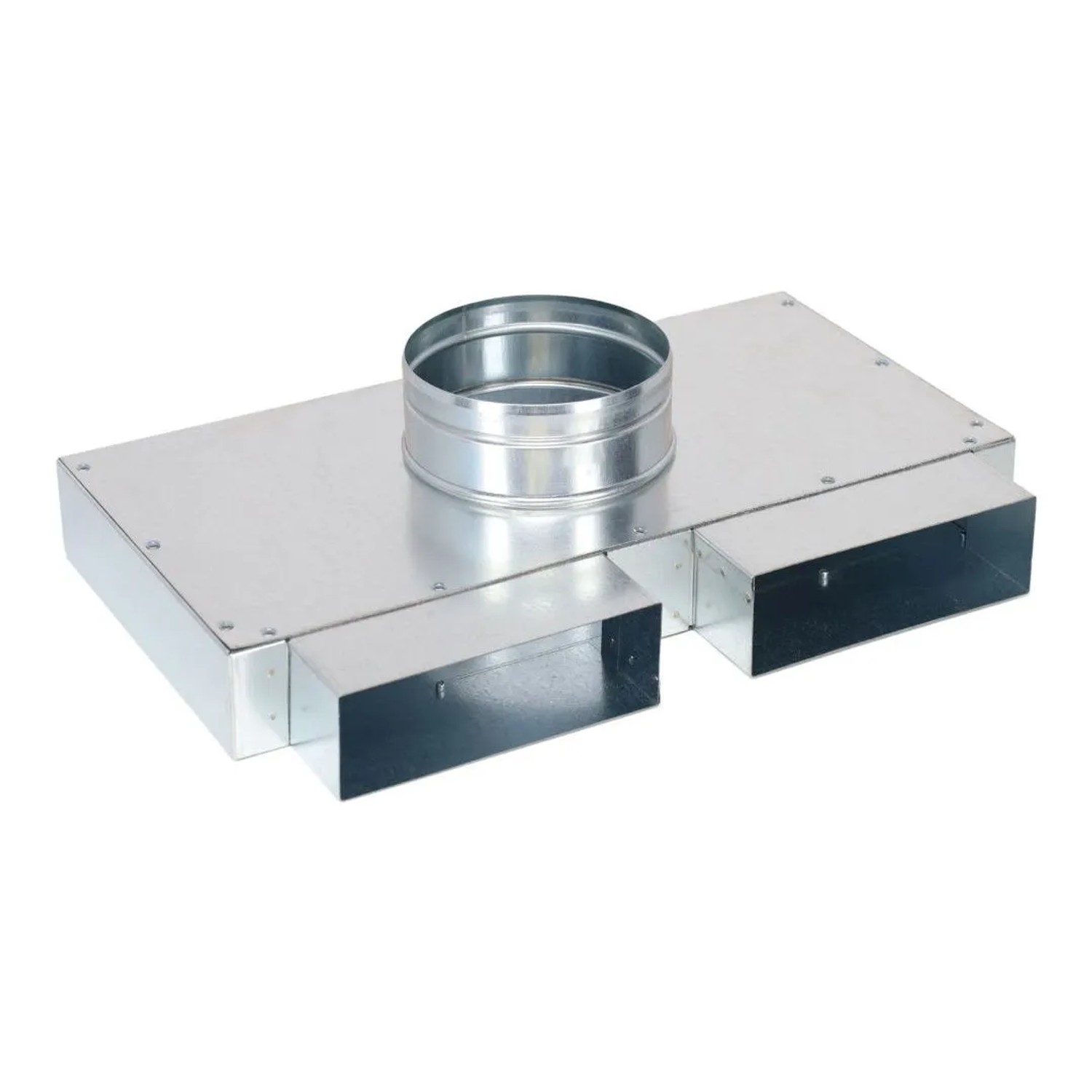 Subtiel Flachkanal Verteiler 150 x 50 mm Zwei Eingänge Ein Ausgang Ø 125 mm