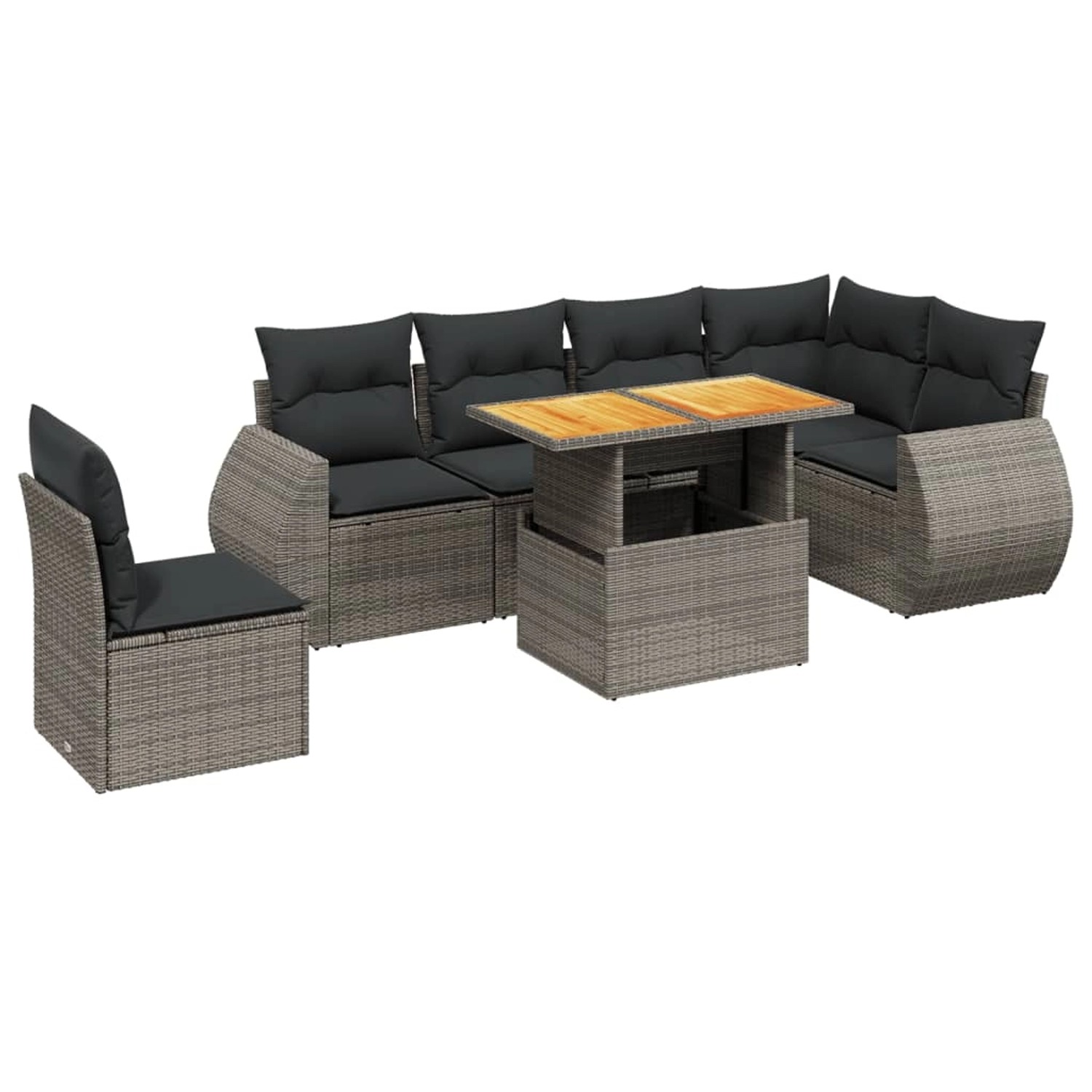 vidaXL 7-Tlg Garten-Sofagarnitur mit Kissen Grau Poly Rattan 3272222 günstig online kaufen