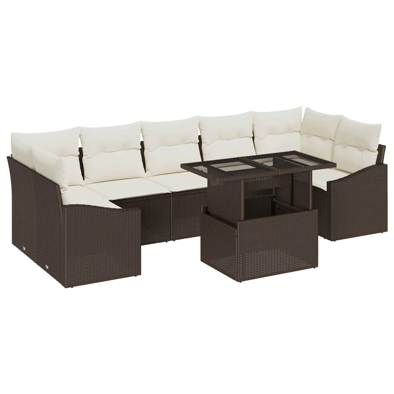vidaXL Garten-Sofa-Set mit Speicher 8-Tlg Braun Poly Rattan 3357691 günstig online kaufen