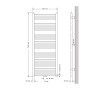 Technische Zeichnung: Weißer LuxeBath Badheizkörper, 600x1500 mm, Mittelanschluss, Maße.